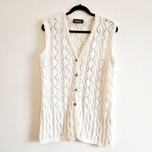 PARKHURST I VTG M Crochet Knit Vest I Cream